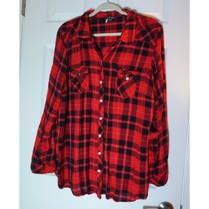 Torrid red plaid camp shirt
